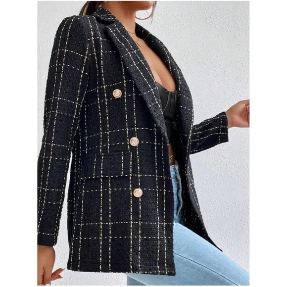 Classic Plaid Button up Tweed Blazer - Picture 6 of 12